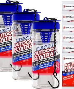 Reusable Outdoor Fly Trap and Bait (3 pack)